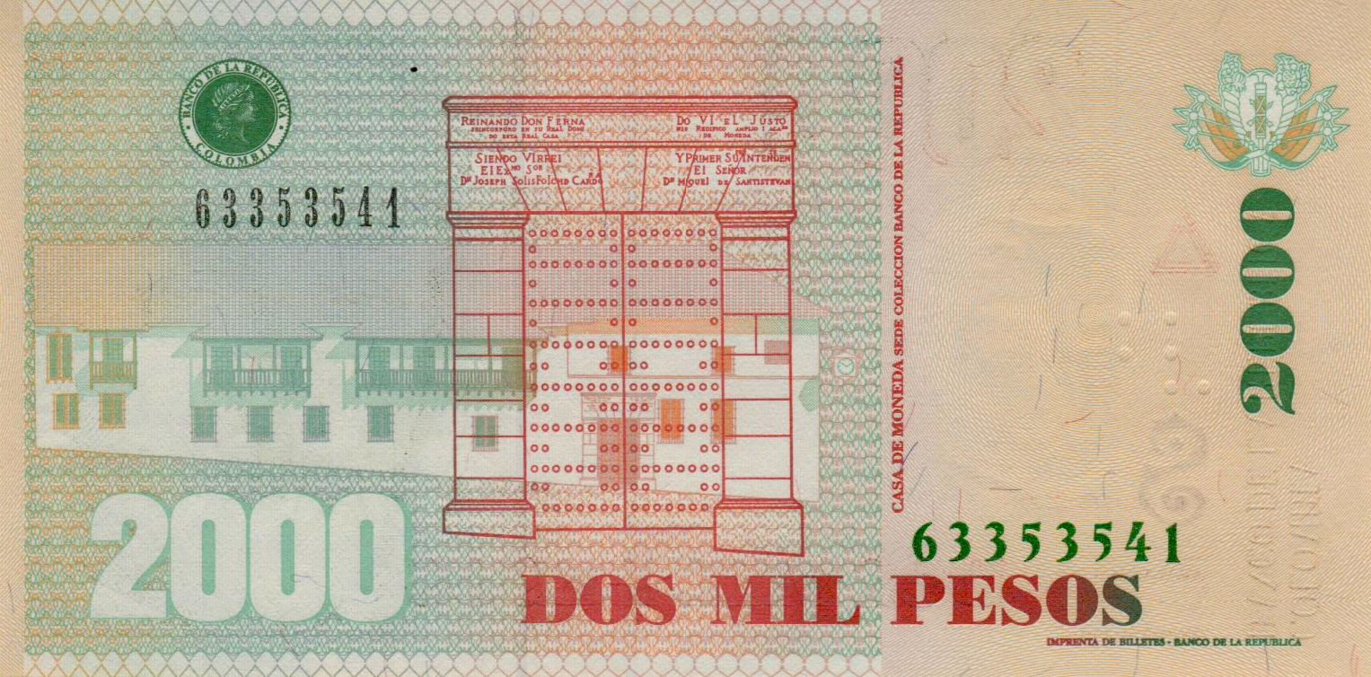 Colombia 2000 2011 UNC P-457/o